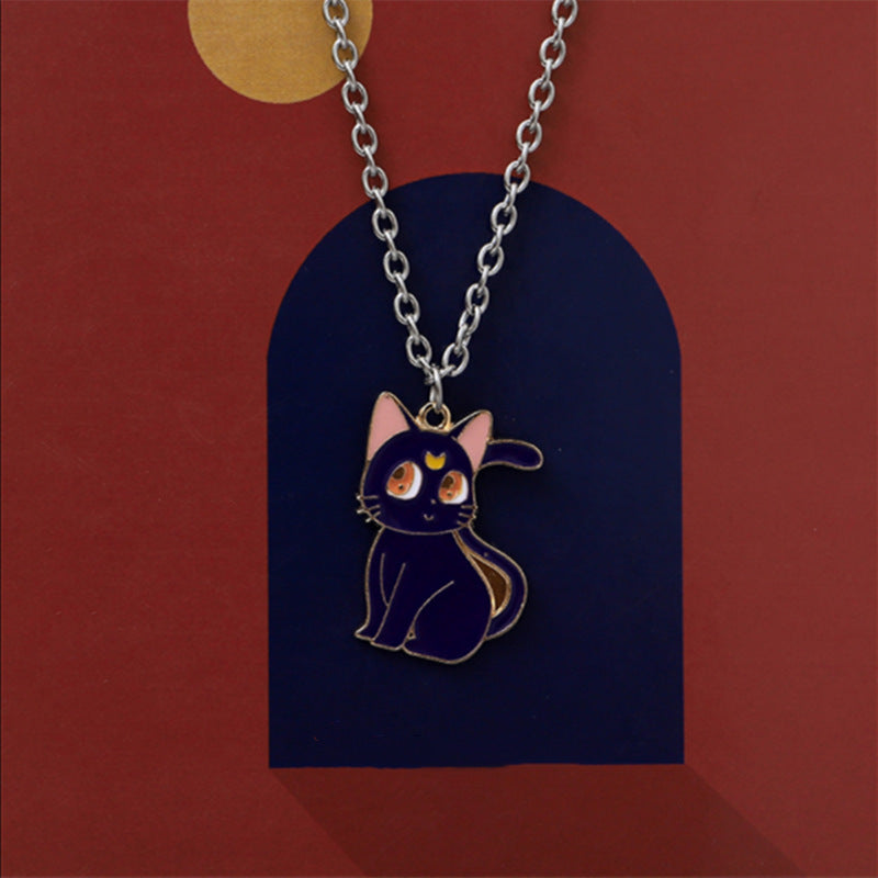 Wholesale Couple moon cat personality necklace