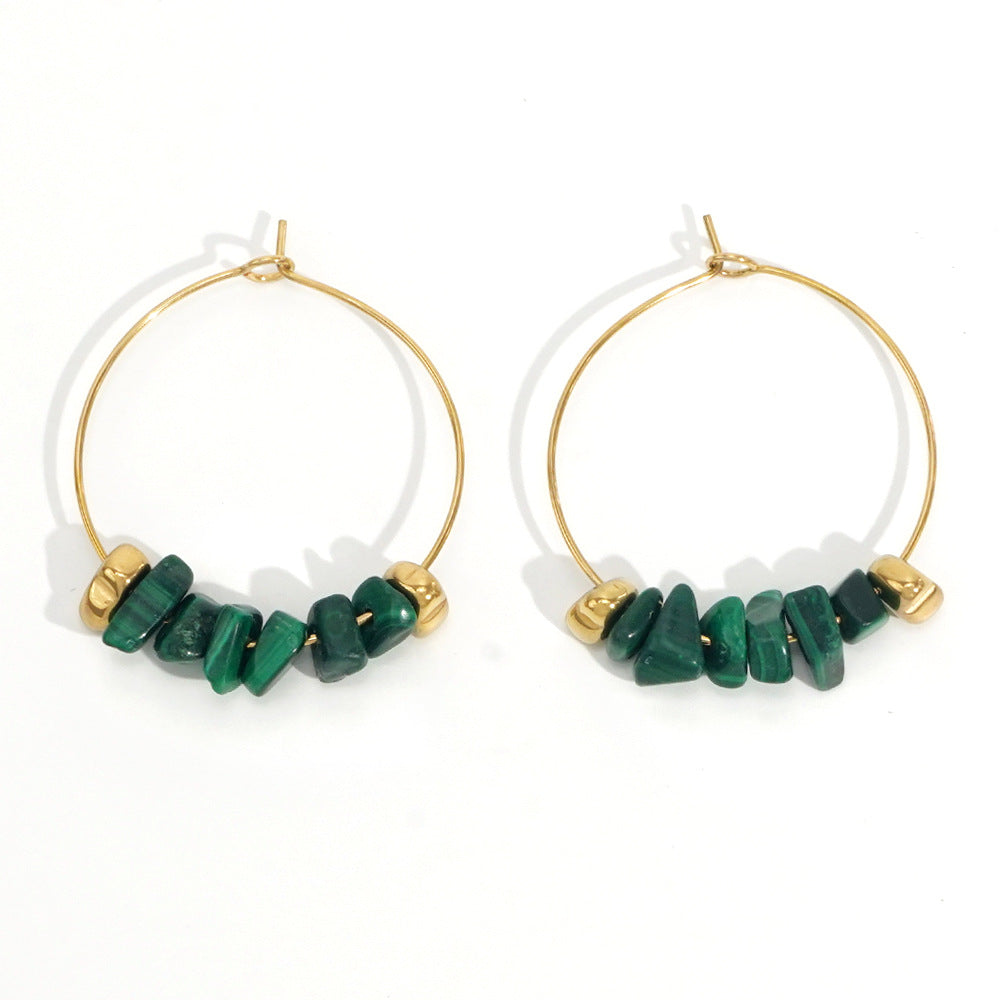 Wholesale Pink Green Natural Stone Earrings