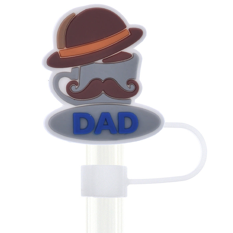 Wholesale Random Color 100pcs Father's Day Straw Tube Cap 10mm Soft Plastic Straw Decoration Straw Cover ACC-SCR-RYY032