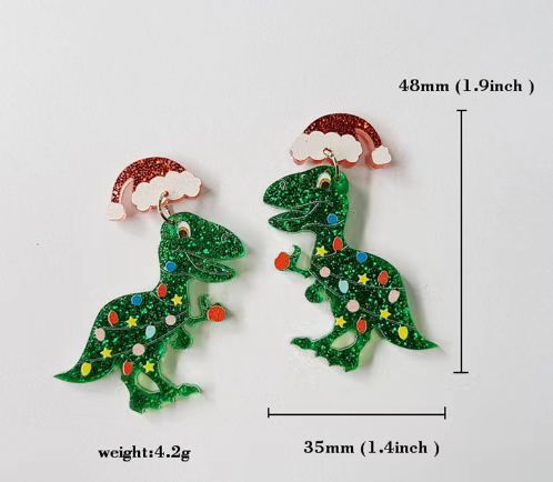 Wholesale Christmas Tree Rainbow Koala Dinosaur Cactus Gingerbread Man Acrylic Earrings ACC-ES-XP012