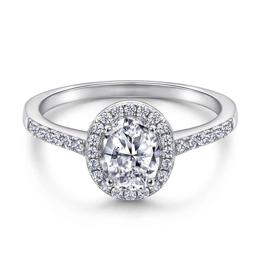 Wholesale  925 sterling silver inlaid zircon pigeon egg diamond ring