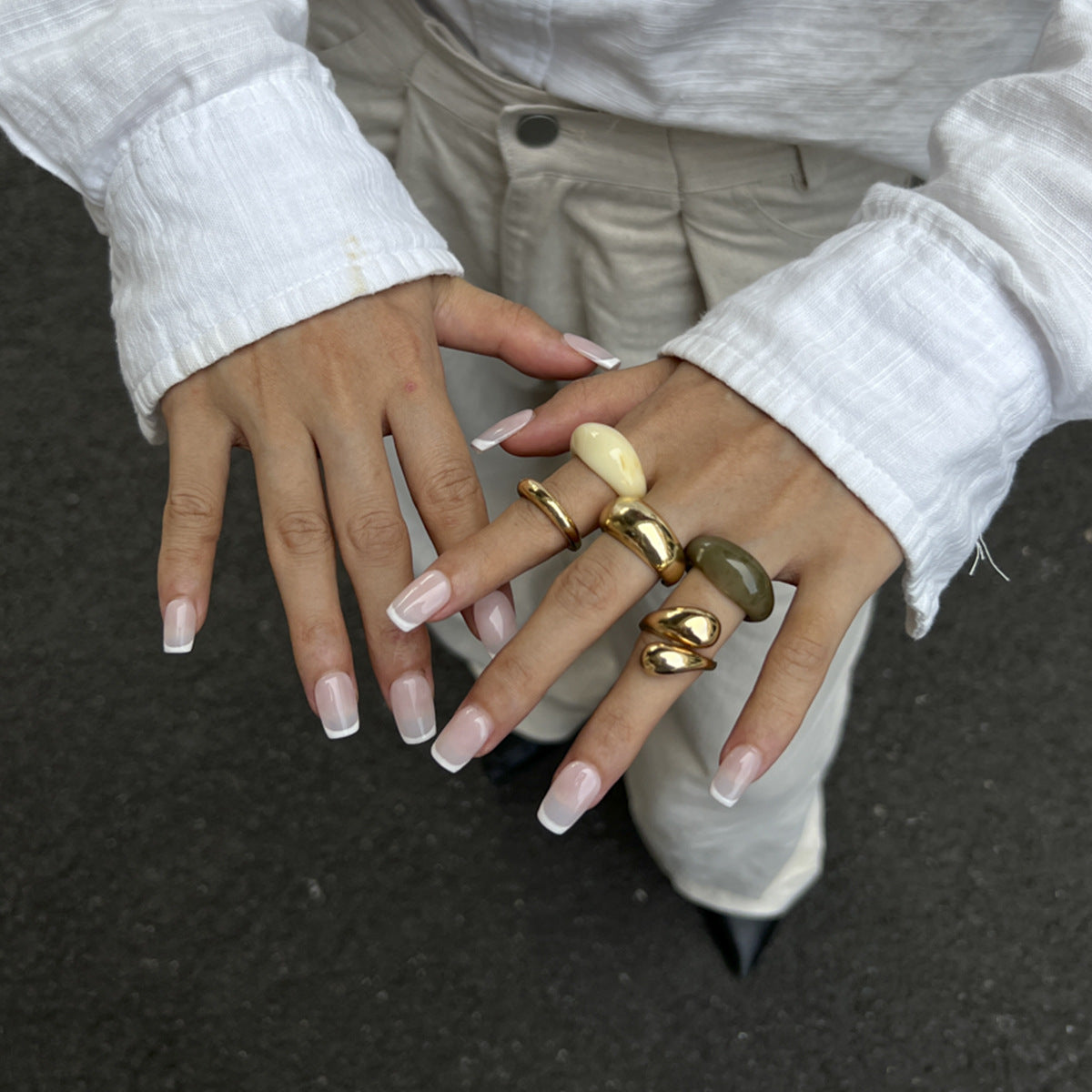 Wholesale Metal polished teardrop mixed plain ring