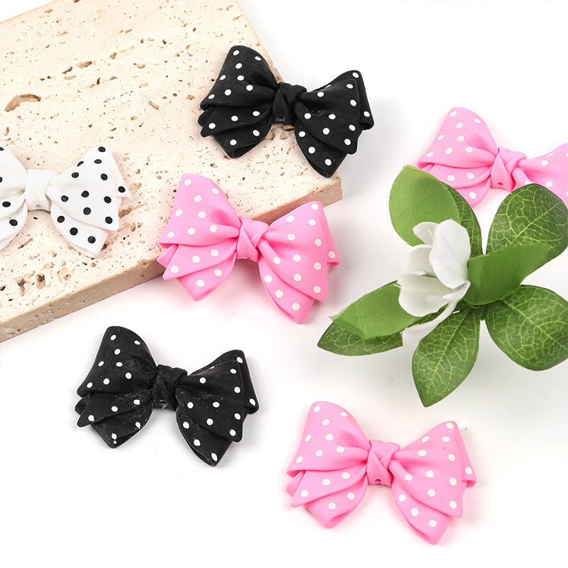 Wholesale 25PCS Large Polka Dot Bow Straight Hole Beads DIY Resin Accessories Beading Material ACC-BDS-BLG045