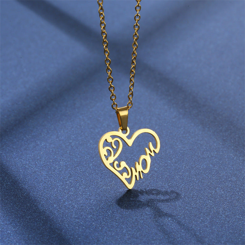 Wholesale MOM Stainless Steel Earrings Necklace Set Mother's Day Gift Earrings Set ACC-ES-MinM013