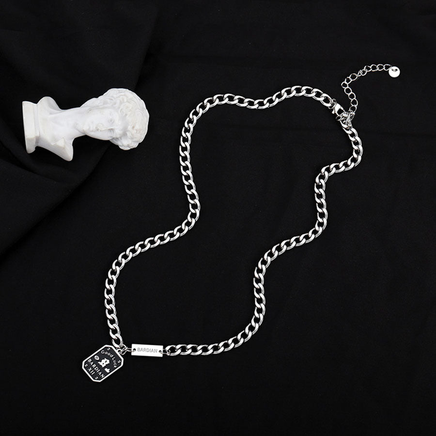 Wholesale Square Brand Letter Titanium Steel Necklace Hip Hop Clavicle Chain Choker Necklace ACC-NE-Ziyou011