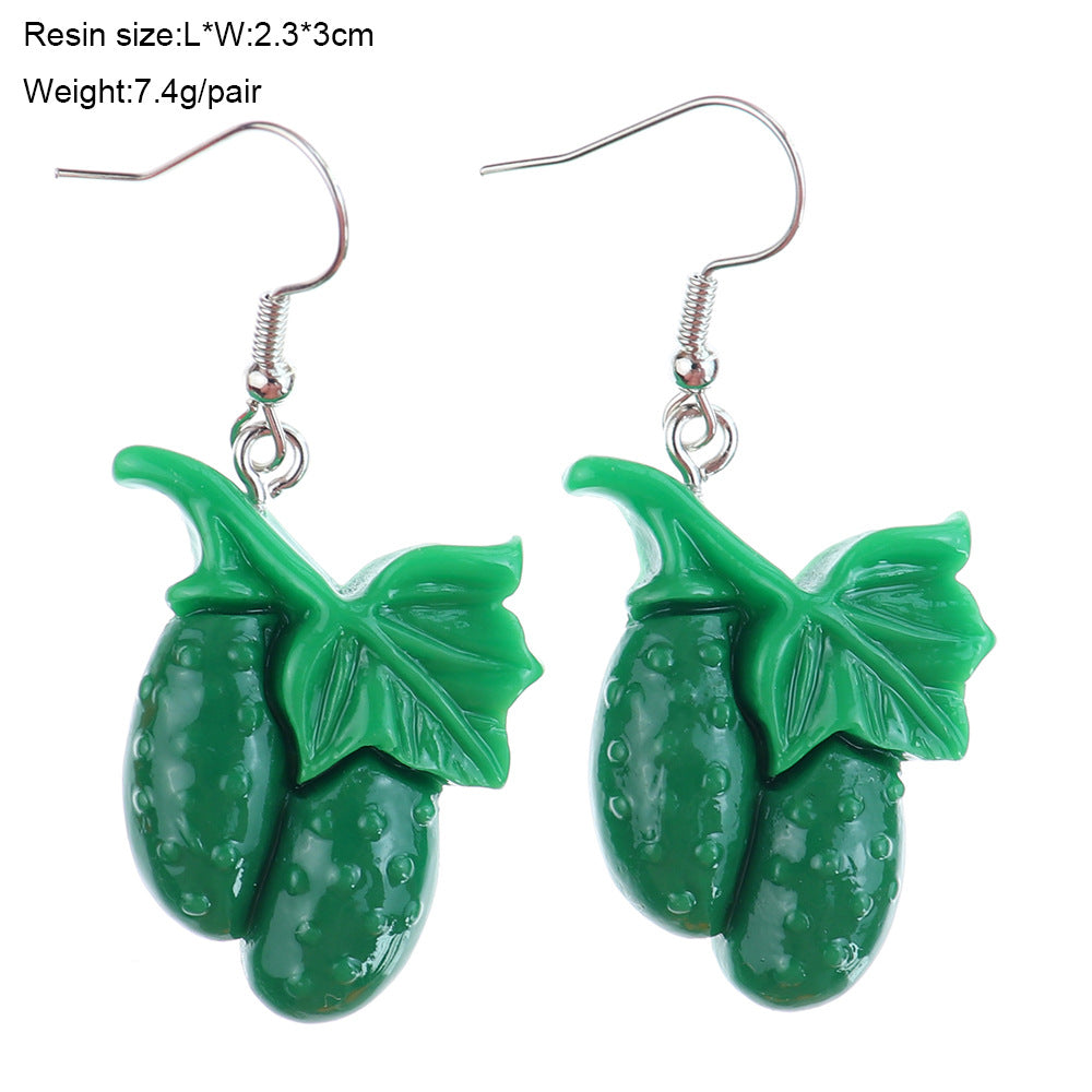 Wholesale  Fun  Vegetable Cucumber Eggplant Green Pepper Earrings