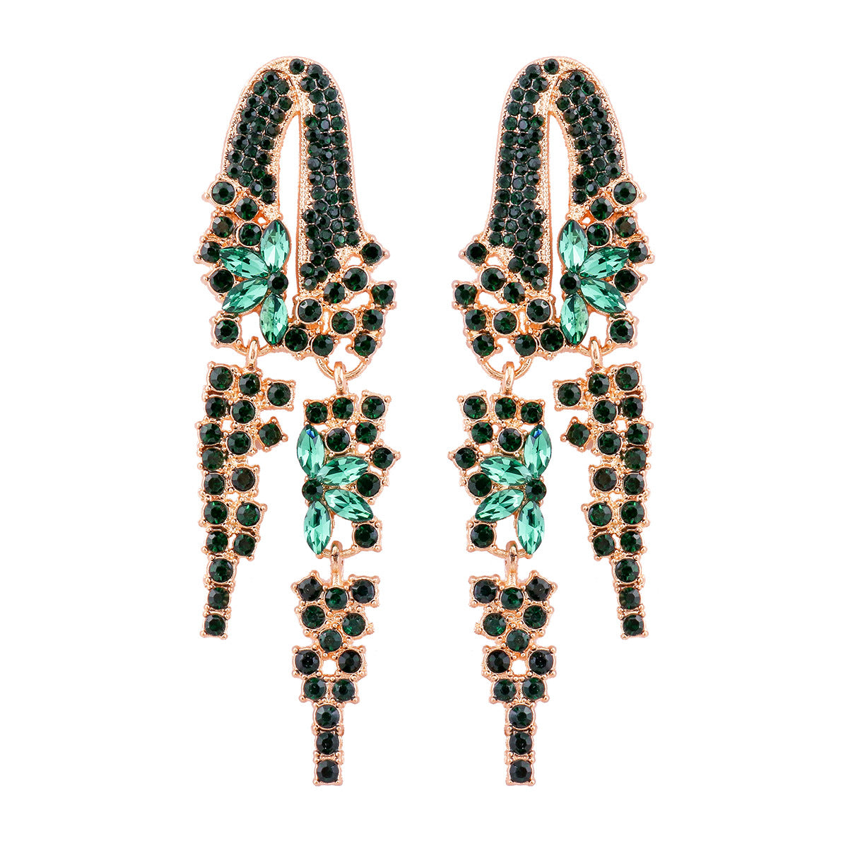 Wholesale Flower Geometric Diamond Tassel Earrings ACC-ES-JuJia006