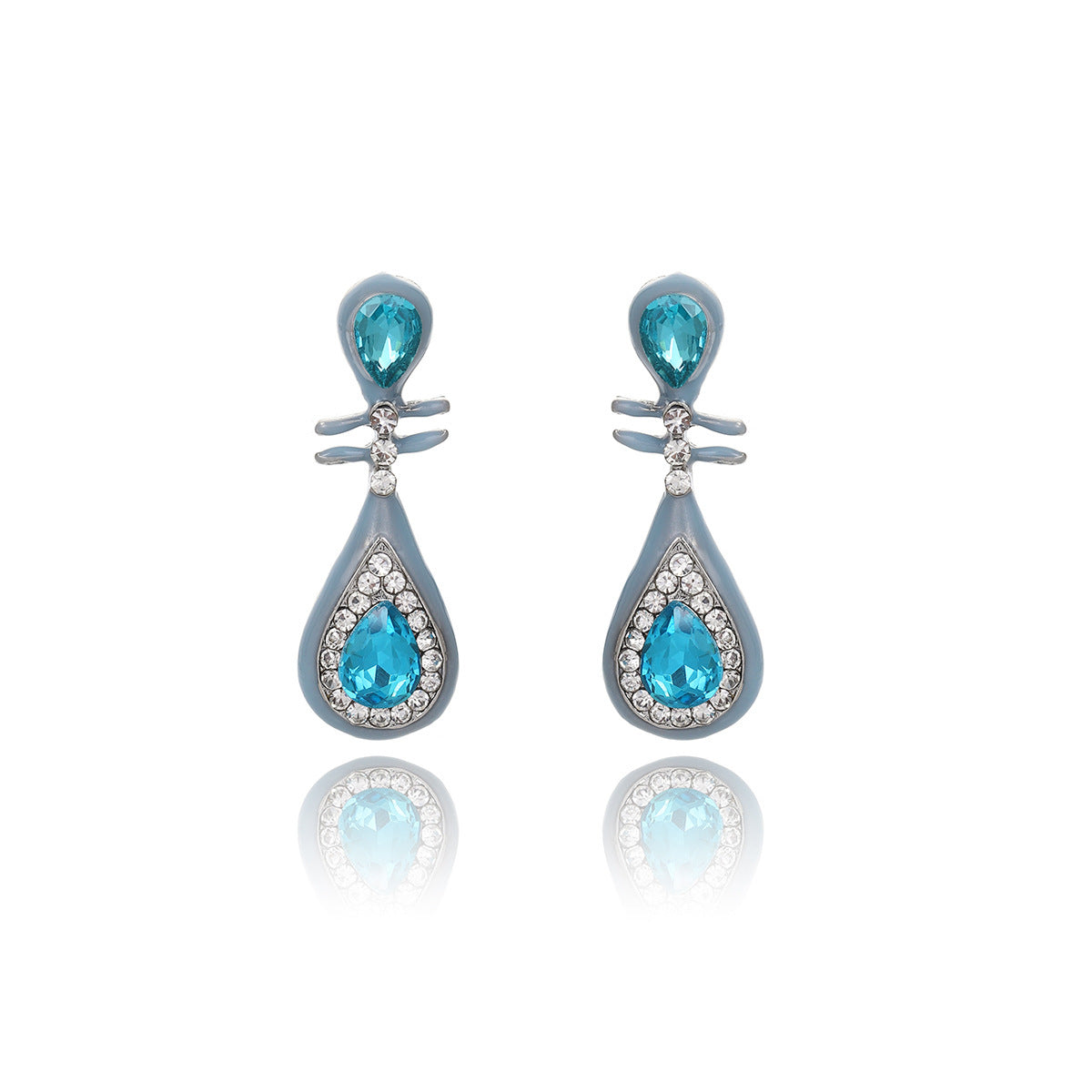 Wholesale Vintage Oil Drop Blue Lute Earrings ACC-ES-ZhuiWo010