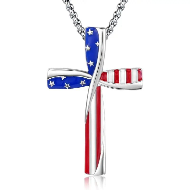Wholesale  Cross Necklace Independence Day Necklace