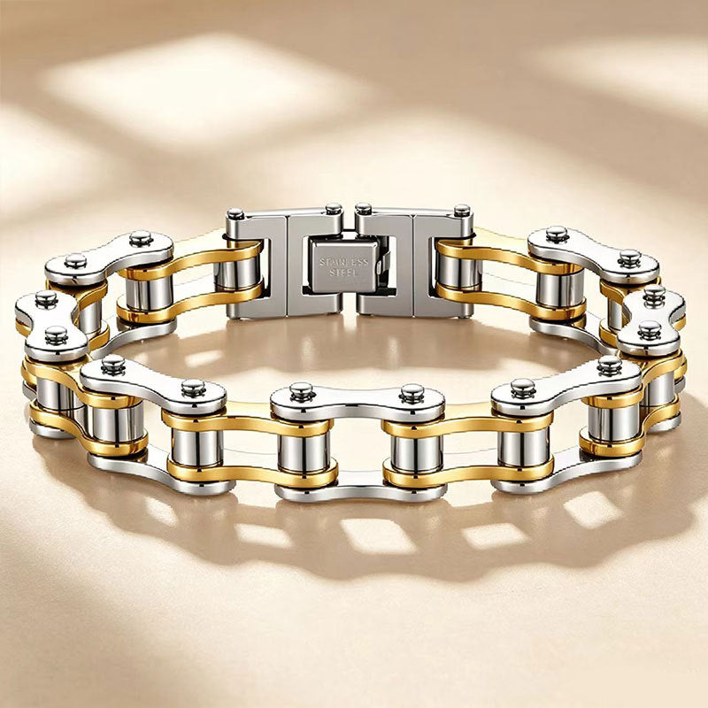 Wholesale Punk Rock Stainless Steel Bracelet for Men,  Motorcycle Chain Design,  Fashion Accessory,  Casual Everyday Wear