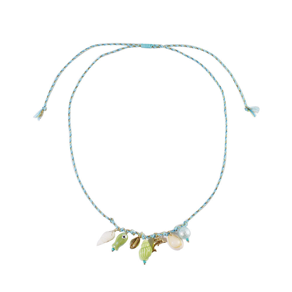 Wholesale  Summer Sea Wind Starfish Pearl Love Pendant Necklace