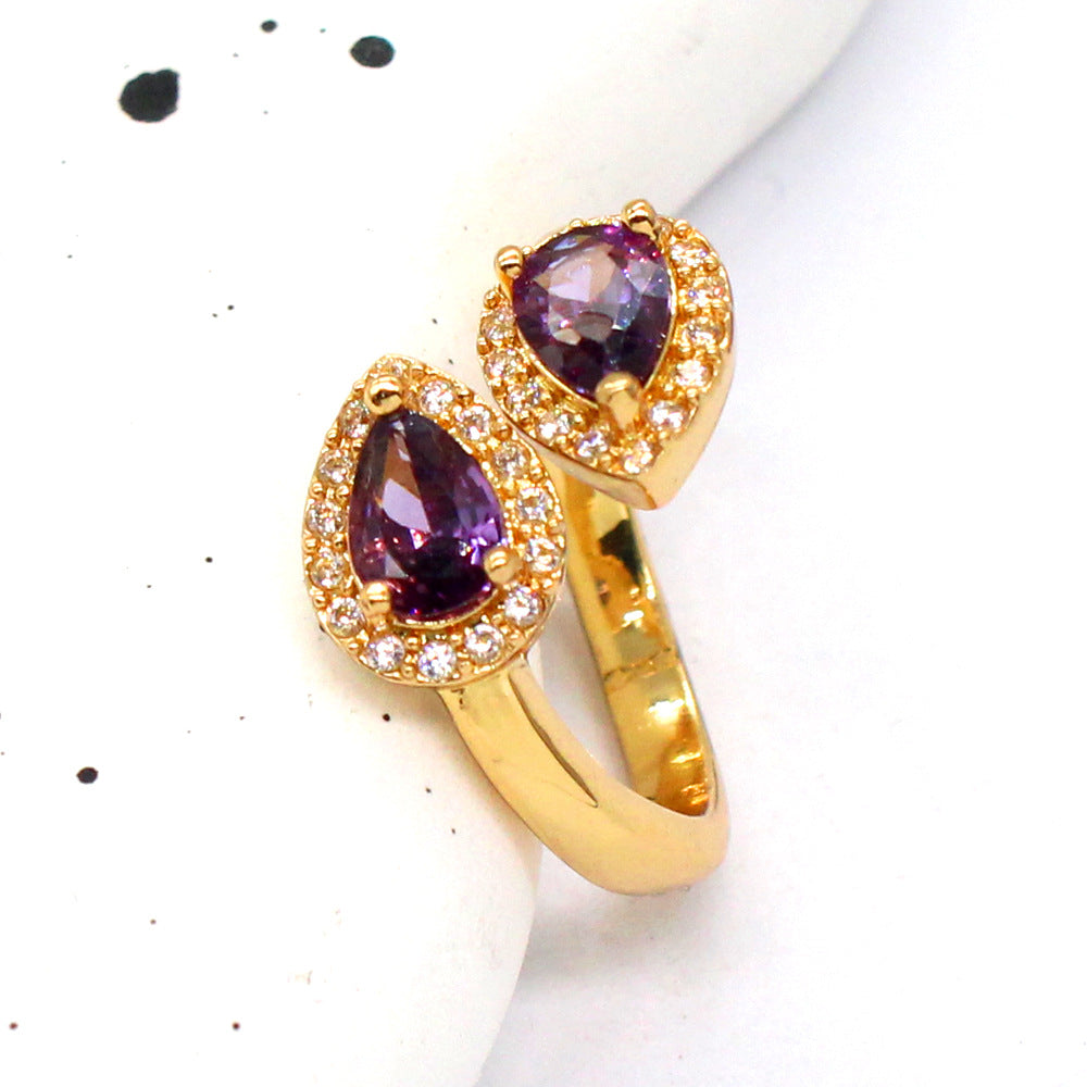 Wholesale Stainless Steel Purple Geometric Ring Electroplated Jewelry Accessory for Resale