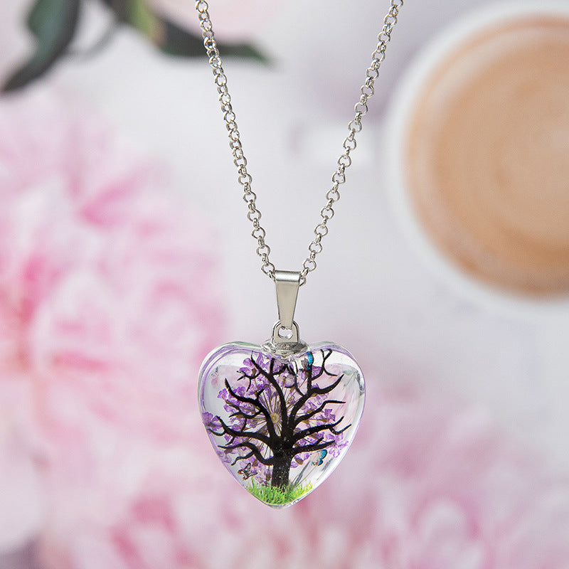 Wholesale love eternal life flower pendant necklace