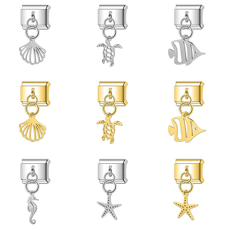 Wholesale Italian Charm Bracelet 9mm DIY Splicing Turtle Shell Stainless Steel Composable Bracelet