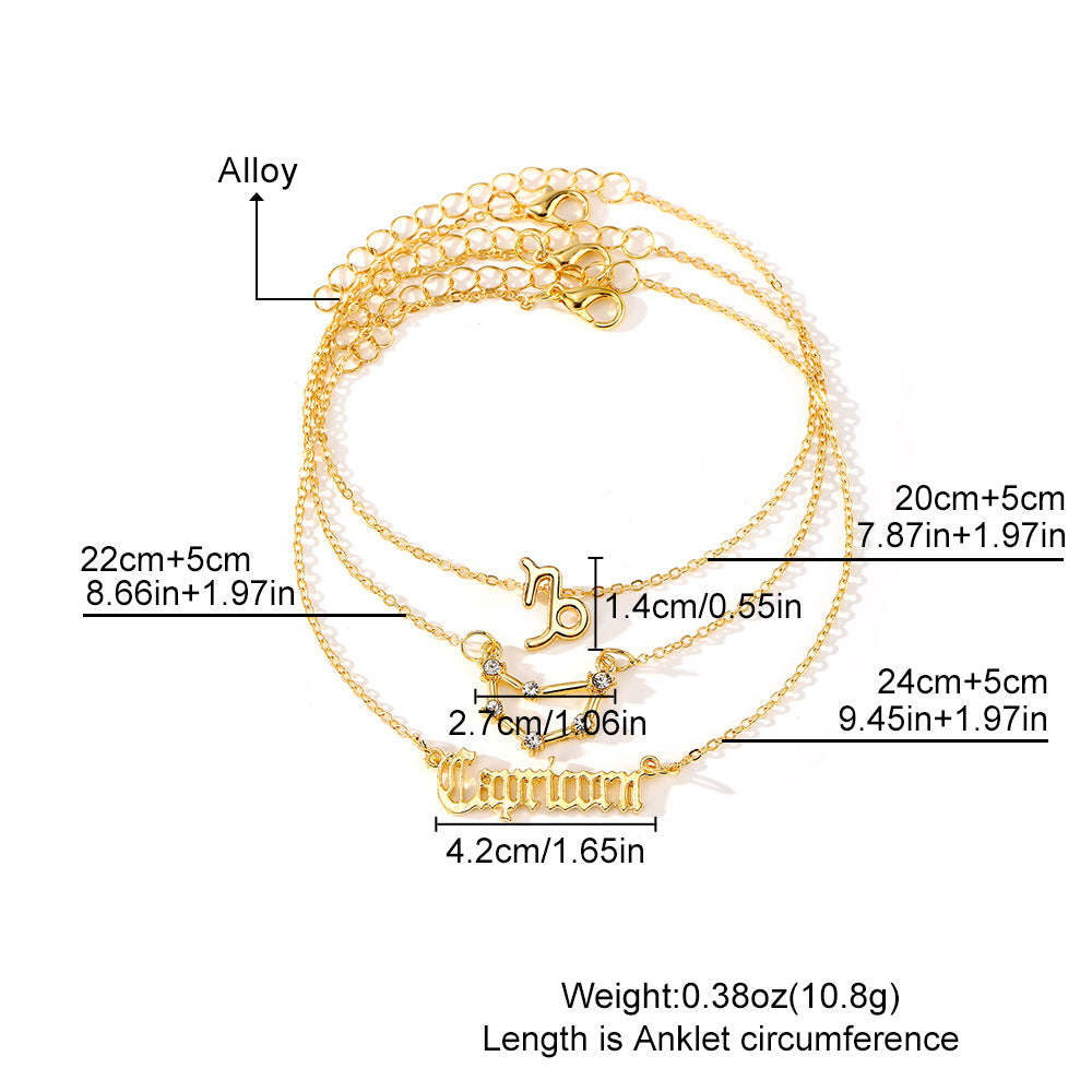 Wholesale 12-constellation alloy anklet r 12-star gold diamond-encrusted anklet