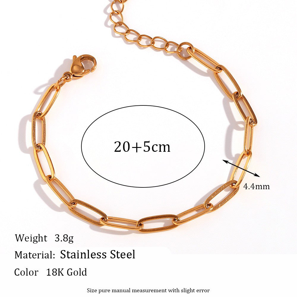 Wholesale Simple Stainless Steel 18K Gold Plated Paper Clip Chain Necklace Women' s Jewelry Accessory