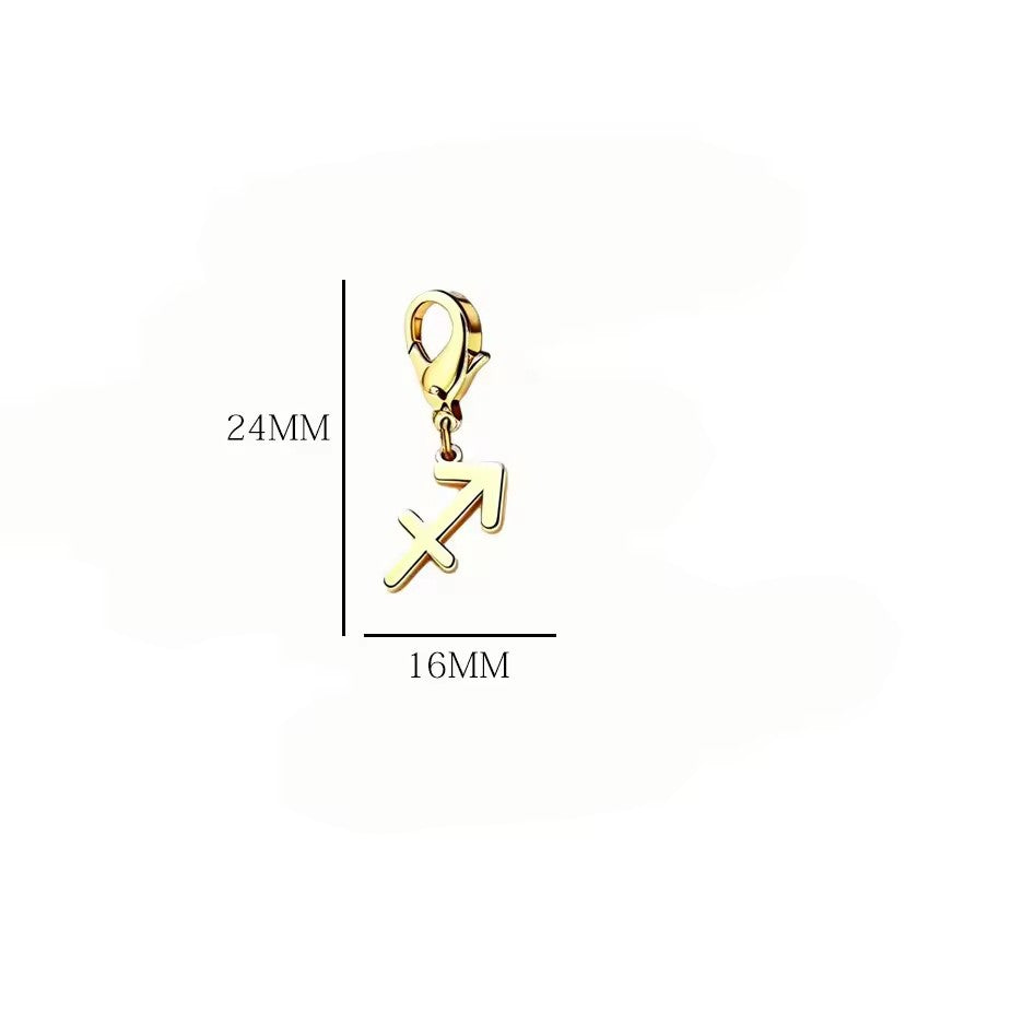Wholesale Casual Stainless Steel Zodiac Pendant Charms with Lobster Clasp for DIY Jewelry Bracelets Necklaces,  Gift Idea