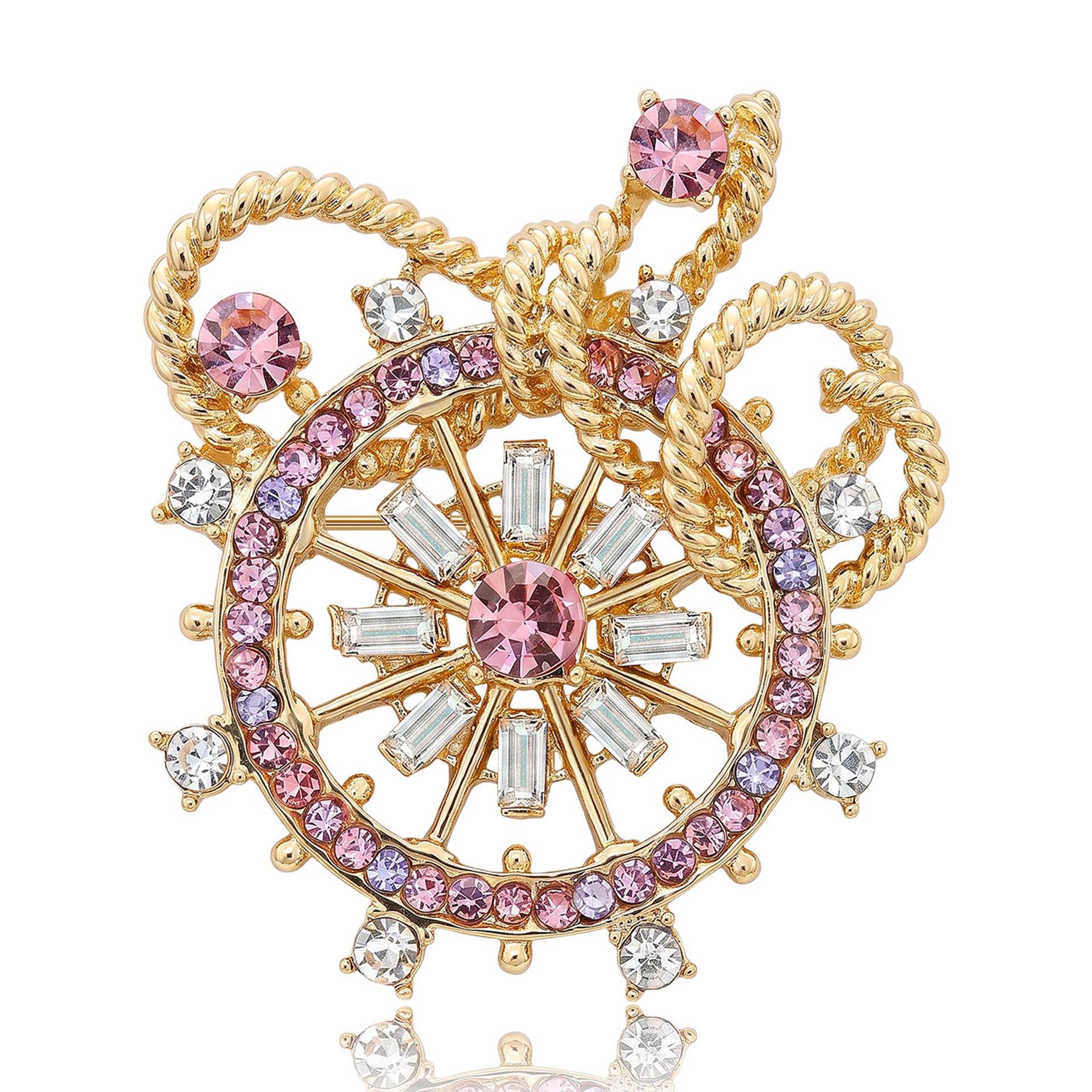 Wholesale Alloy Rhinestone Korean Style Anchor Brooch Pin For Women Cardigan Fashion Accessory