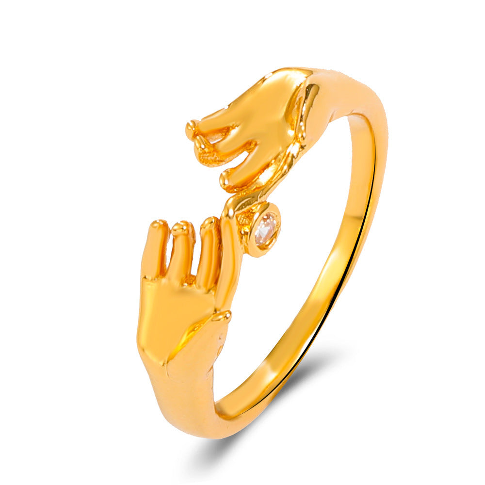 Wholesale Creative Hug Hand Ring Vintage Zircon Heart Rings ACC-RS-DQ002