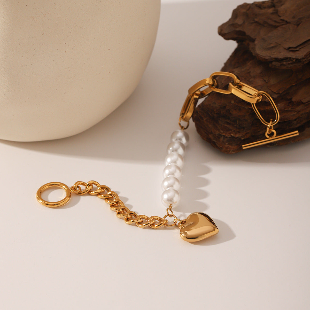 Wholesale  Heart-Shaped Pendant Titanium Steel Bracelet Fine Jewelry