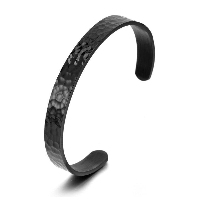 Bracciale per coppia in stile casual aperto in acciaio inossidabile dorato battuto a mano all'ingrosso