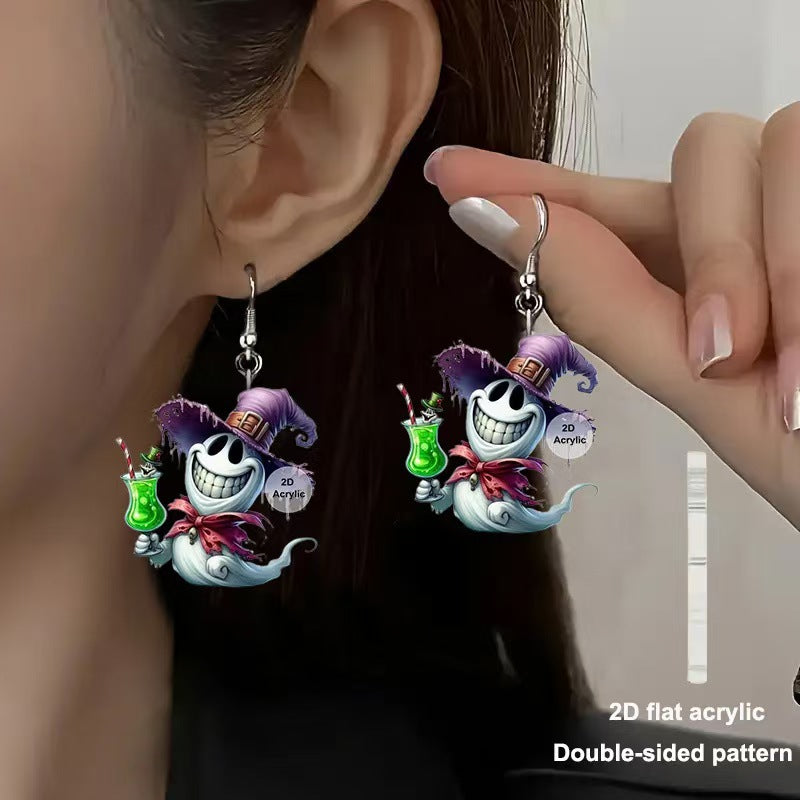 Wholesale 5pcs Cute Pumpkin Acrylic Earrings