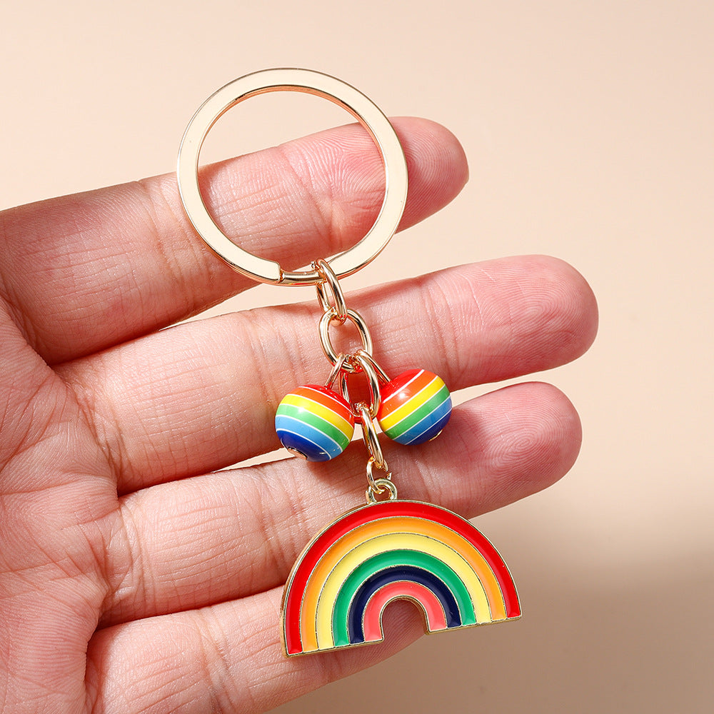 Wholesale Alloy Rainbow Heart Keychain for Girls