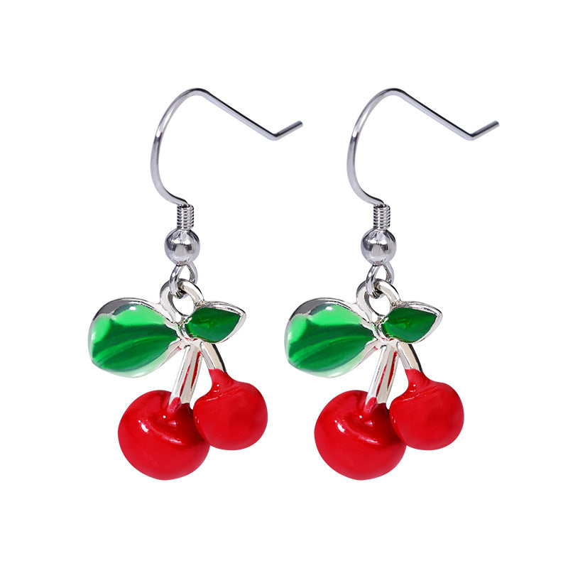 Wholesale  stainless steel red cherry earrings