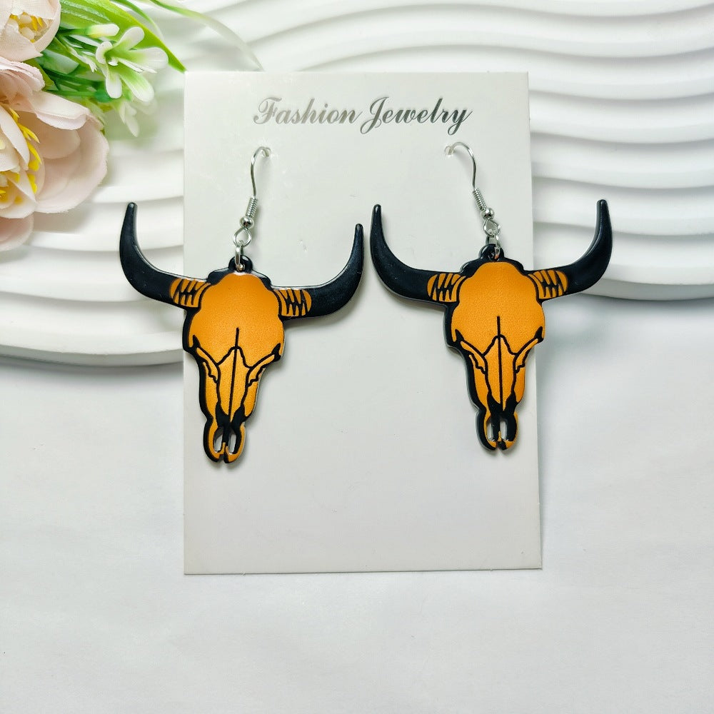 Wholesale Western Cowboy Style Earrings Retro Ethnic Style Acrylic Sheet Earrings ACC-ES-Qiyu018