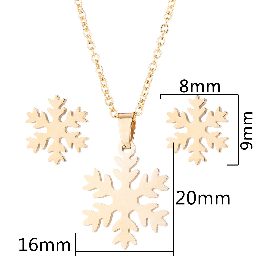 Wholesale Christmas Snowflake Pendant Choker Necklace Earrings Set ACC-NE-ShuangS001