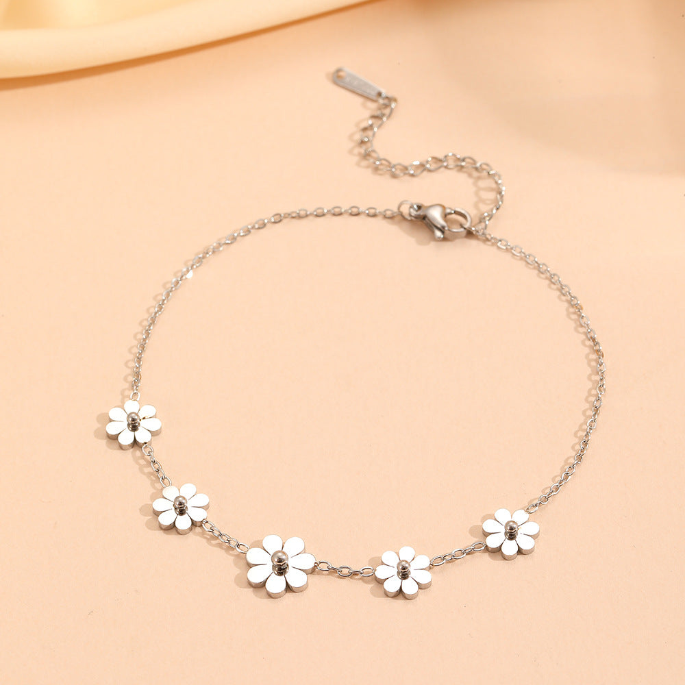 Wholesale Titanium Steel Multi- Stud Earrings,  Necklace,  Anklet,  and Bracelet Set