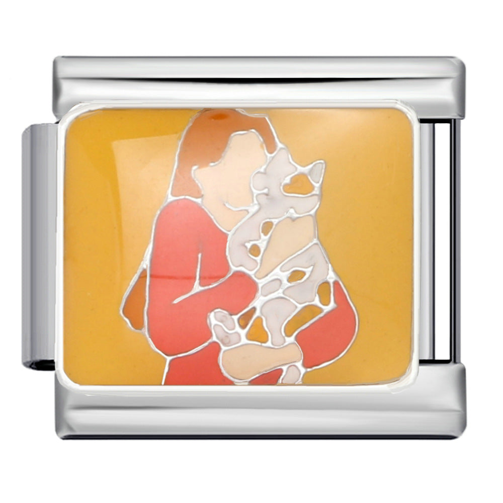 Wholesale Italian Charm Bracelet 9mm DIY Splicing Removable Pet People Element Stainless Steel Composable Bracelet