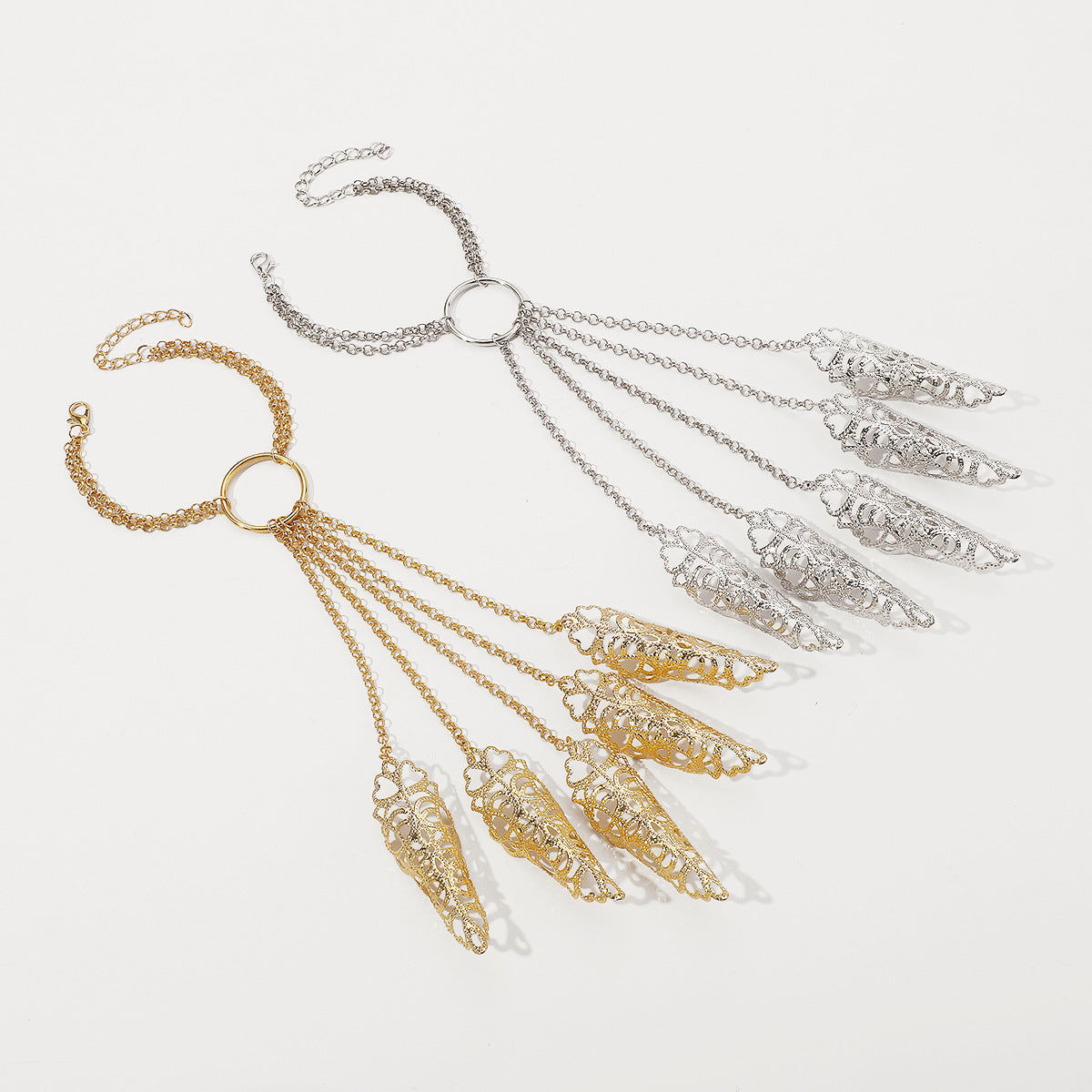 Wholesale Exaggerated Punk Gothic Bracelet Hollow Pattern Tapered Nail Cover Bracelet