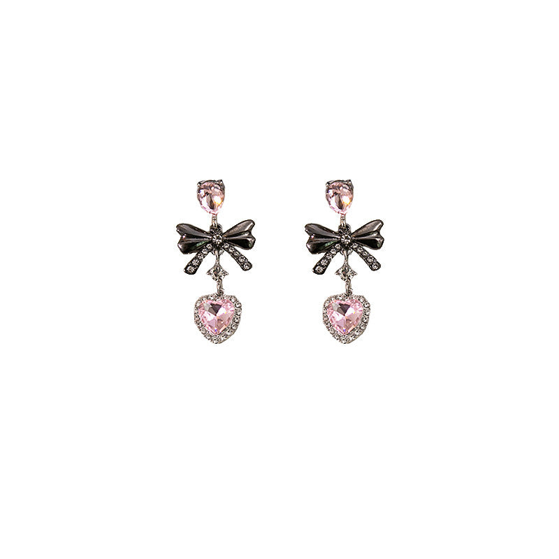 Wholesale Silver  pink love earrings