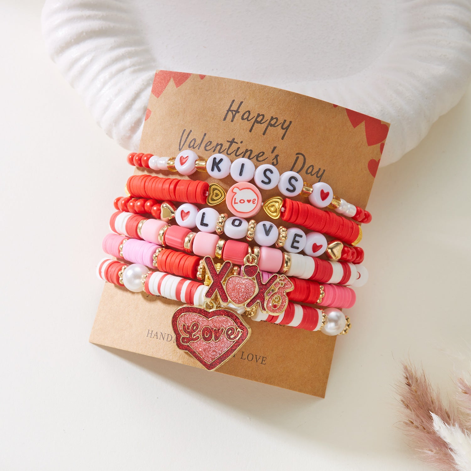 Wholesale Valentine' s Day Niche Heart Love Beaded Bracelet