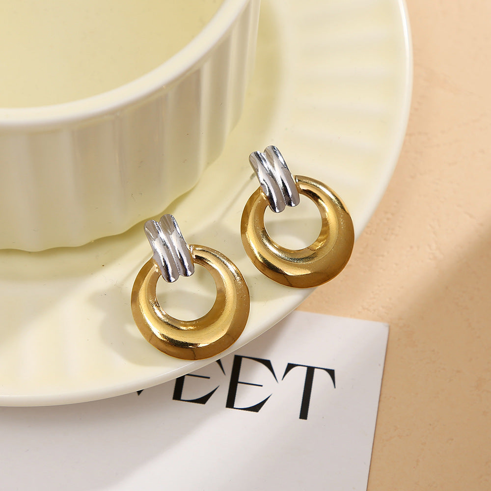 Wholesale  Contrasting Color  Irregular Stainless steel Earrings