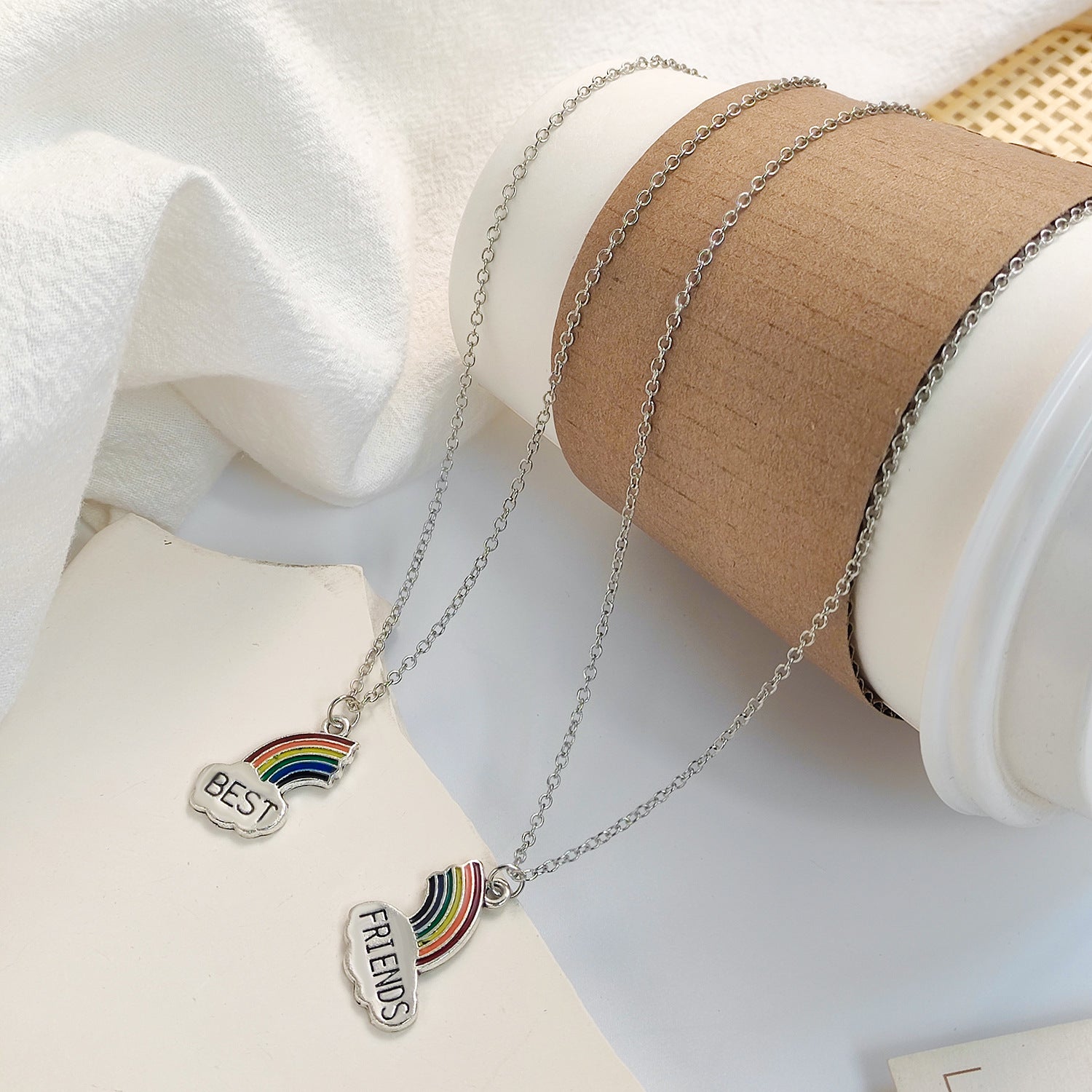 Wholesale Alloy star moon  and sun interlocking best friend necklaces