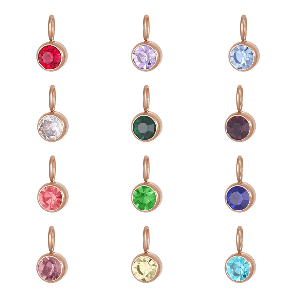 Wholesale Stainless steel birthday stone DIY color pendant
