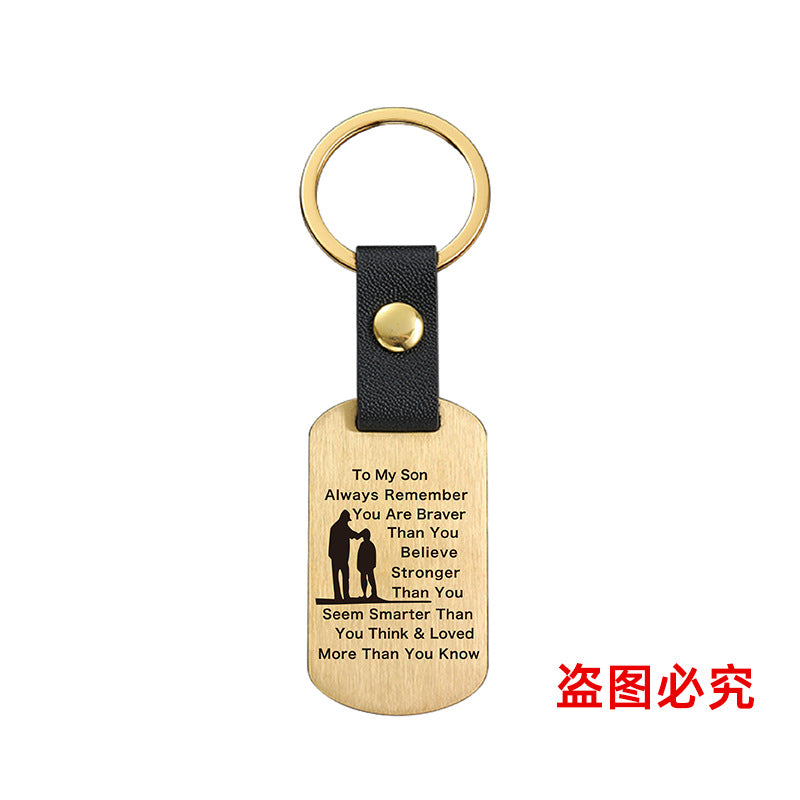 Wholesale Family Gift for Son Metal Leather Keychains ACC-KC-GangGu031