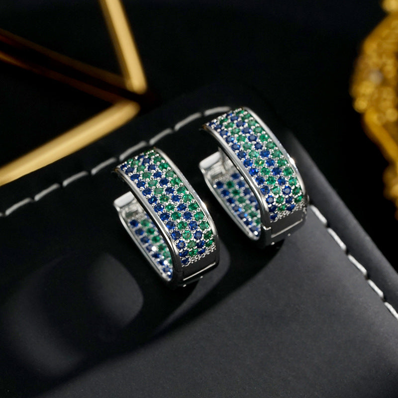 Wholesale  Luxury Micro-inlaid Zircon Geometric Earrings