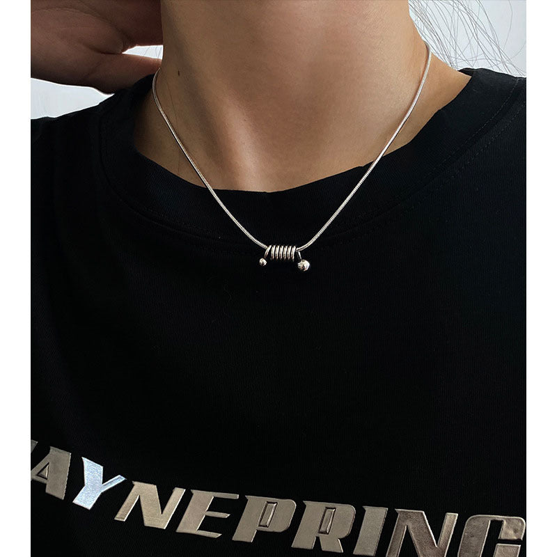 Wholesale Titanium Steel Spring Necklace Female Coil Spiral Pendant