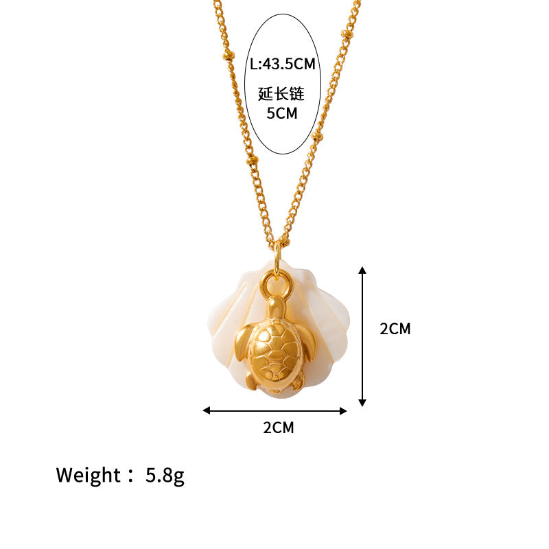 Wholesale  Shell Summer Beach Wind Stainless Steel Shell Starfish Necklace