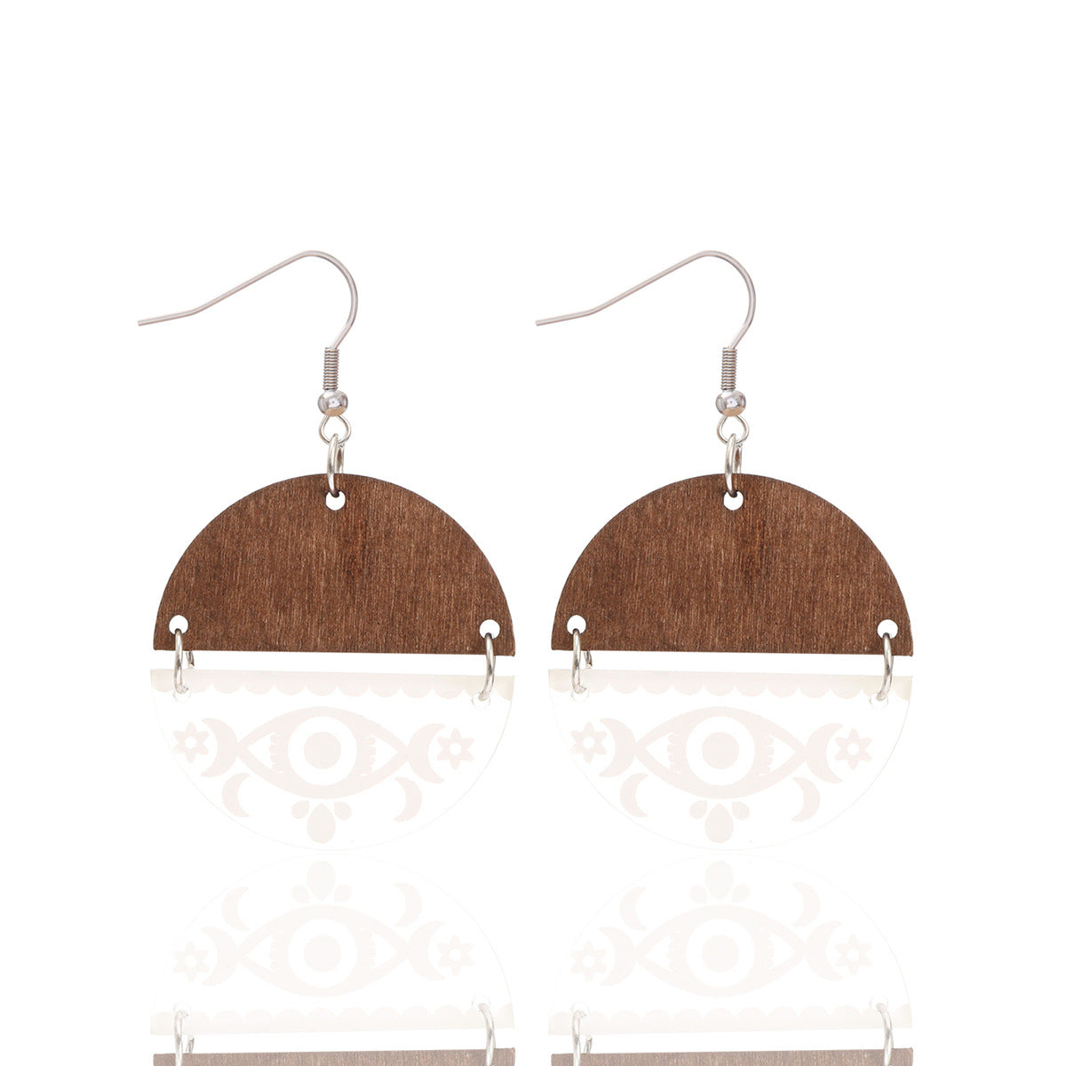 Wholesale Acrylic Hollow Round Stitching Bohemian Earrings
