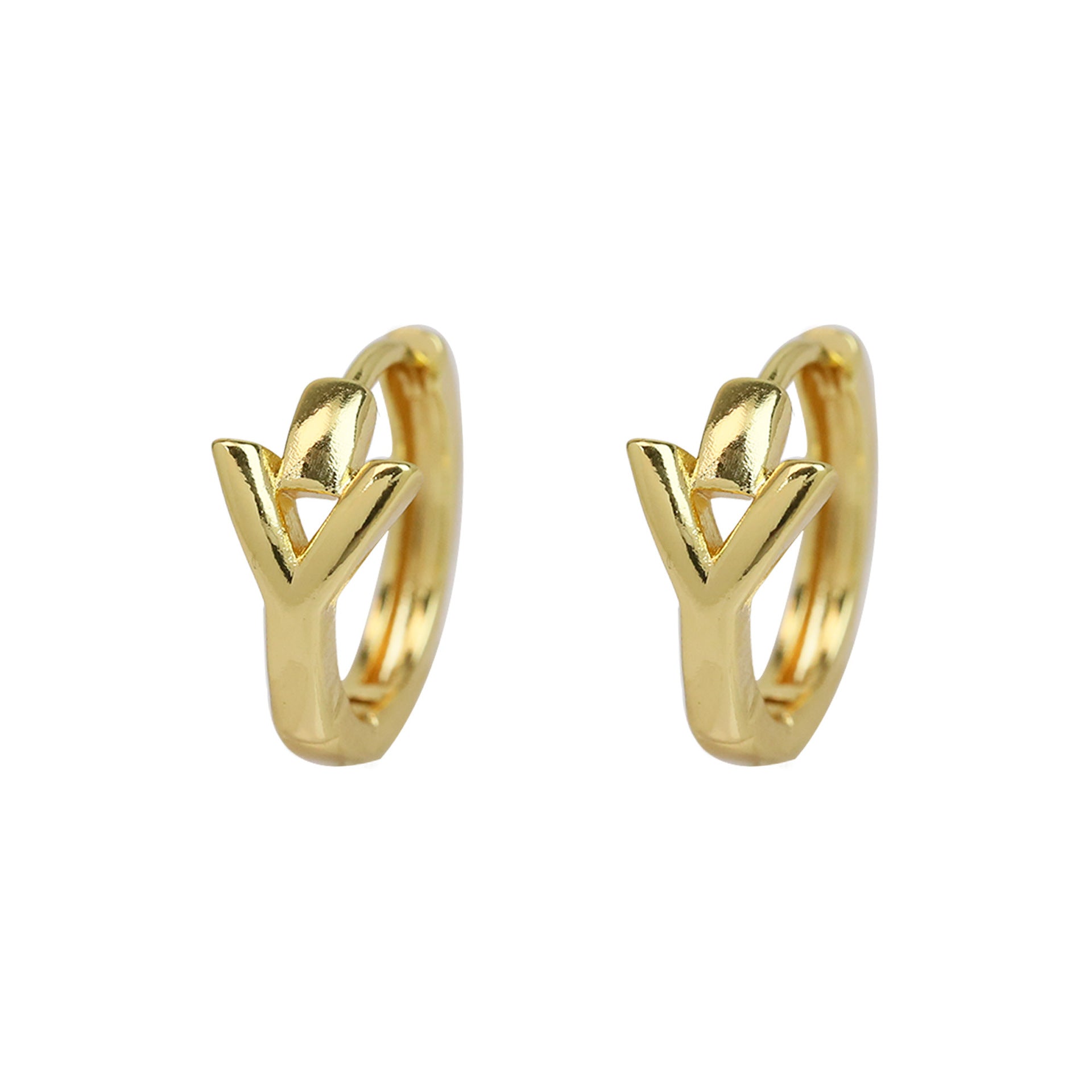 Wholesale 18k gold high-polished brass simple style 26 English letters earrings