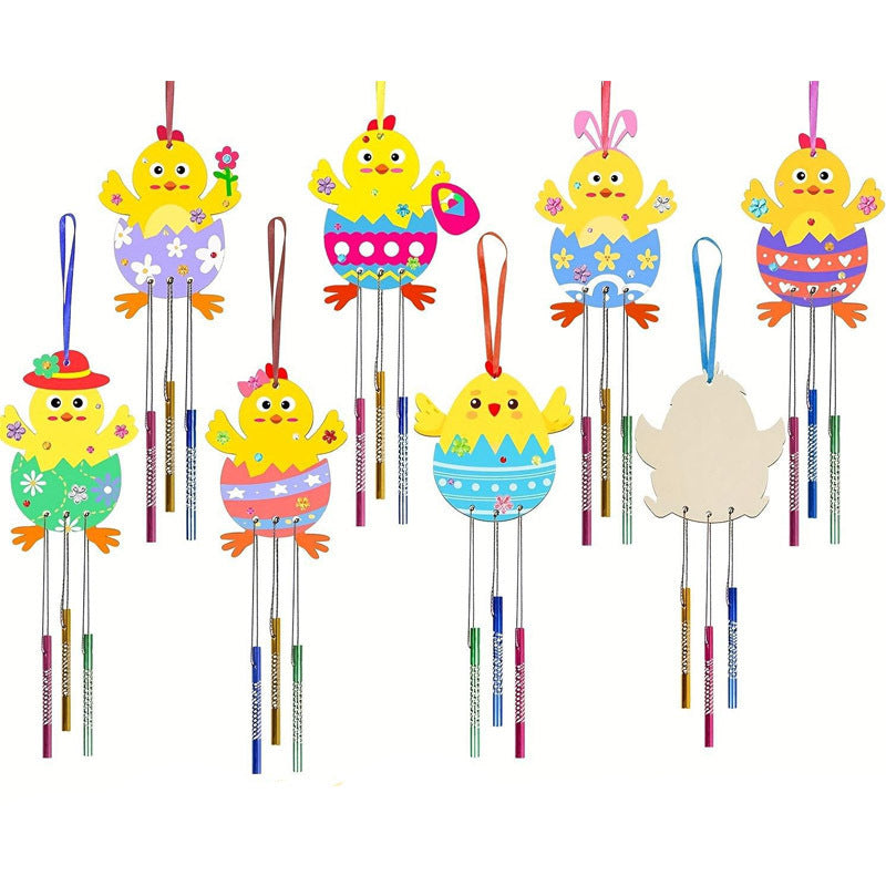 Wholesale  Easter Craft Wooden Wind Chimes Bell DIY suit