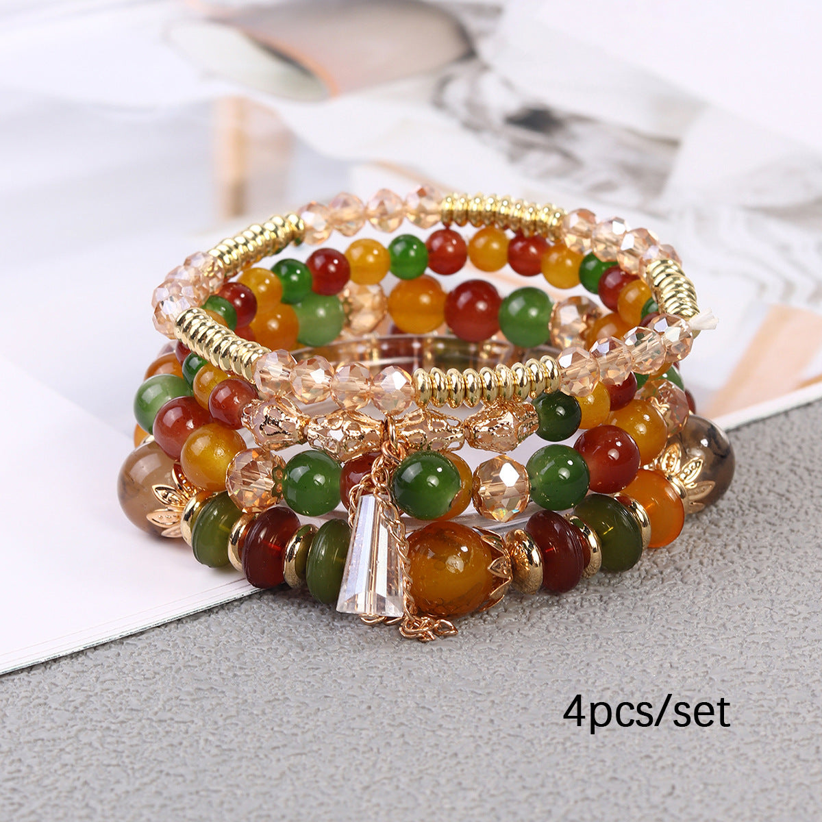 Wholesale Bohemian Crystal Pendant Glass Bracelet ACC-BT-Lijie005