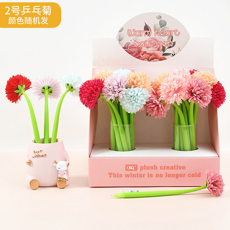 Wholesale Creative Flower Neutral Pens Soft Silicone Shaking Pen