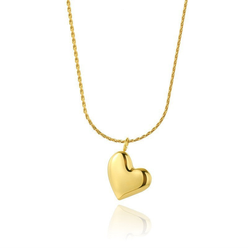 Wholesale Vintage 18K Gold Mother-of-Pearl Heart-Shaped Titanium Steel Necklace ACC-NE-MengJ013