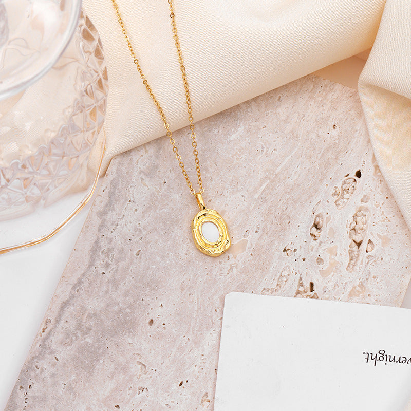 Wholesale Metal White Mother-of-Pearl Titanium Steel Necklace