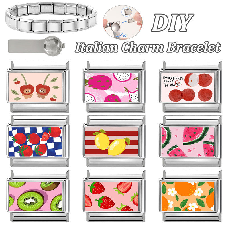 Wholesale Fruit-Themed Italian Modular Multifunctional DIY Creative Birthday Gift Retro Connectable Jewelry Accessories Bracelet